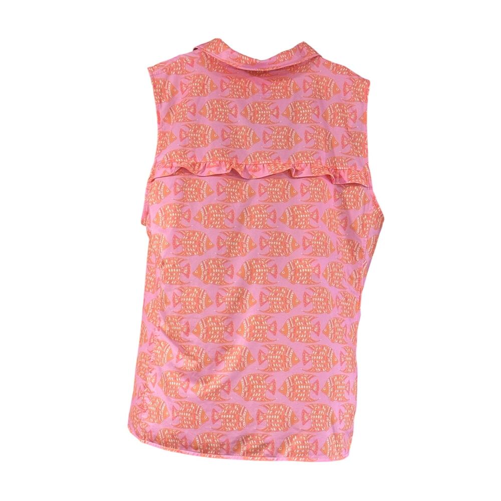 Vineyard Vines Performance Sleeveless Polo pink Orange Fish Woman XL - Picture 2 of 7